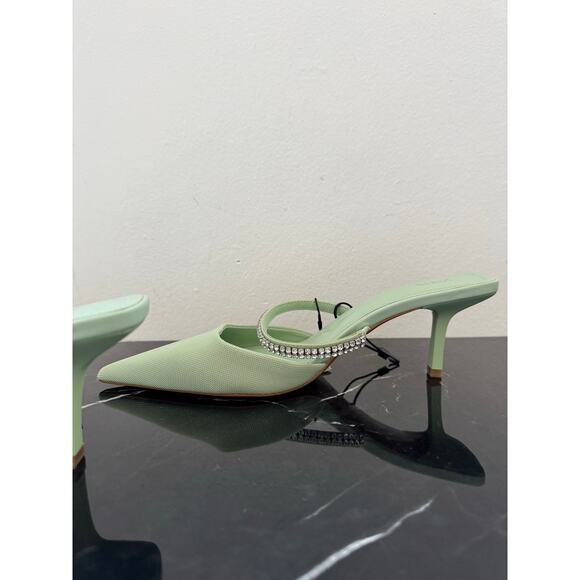 Zara Pistachio Pastel Pointed-toe Mule Kitten Heels - Picture 9 of 14